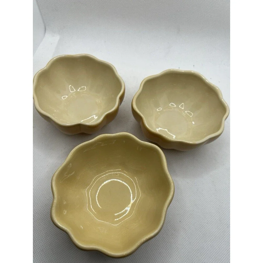 3 Williams Sonoma Fall Autumn Pumpkin Ramekins tiny bowls decor table orange
